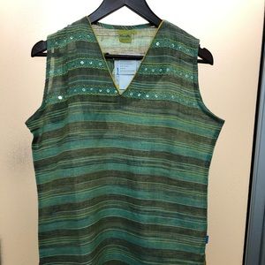 New Crafted Top , XL Aqua blue, green mix .